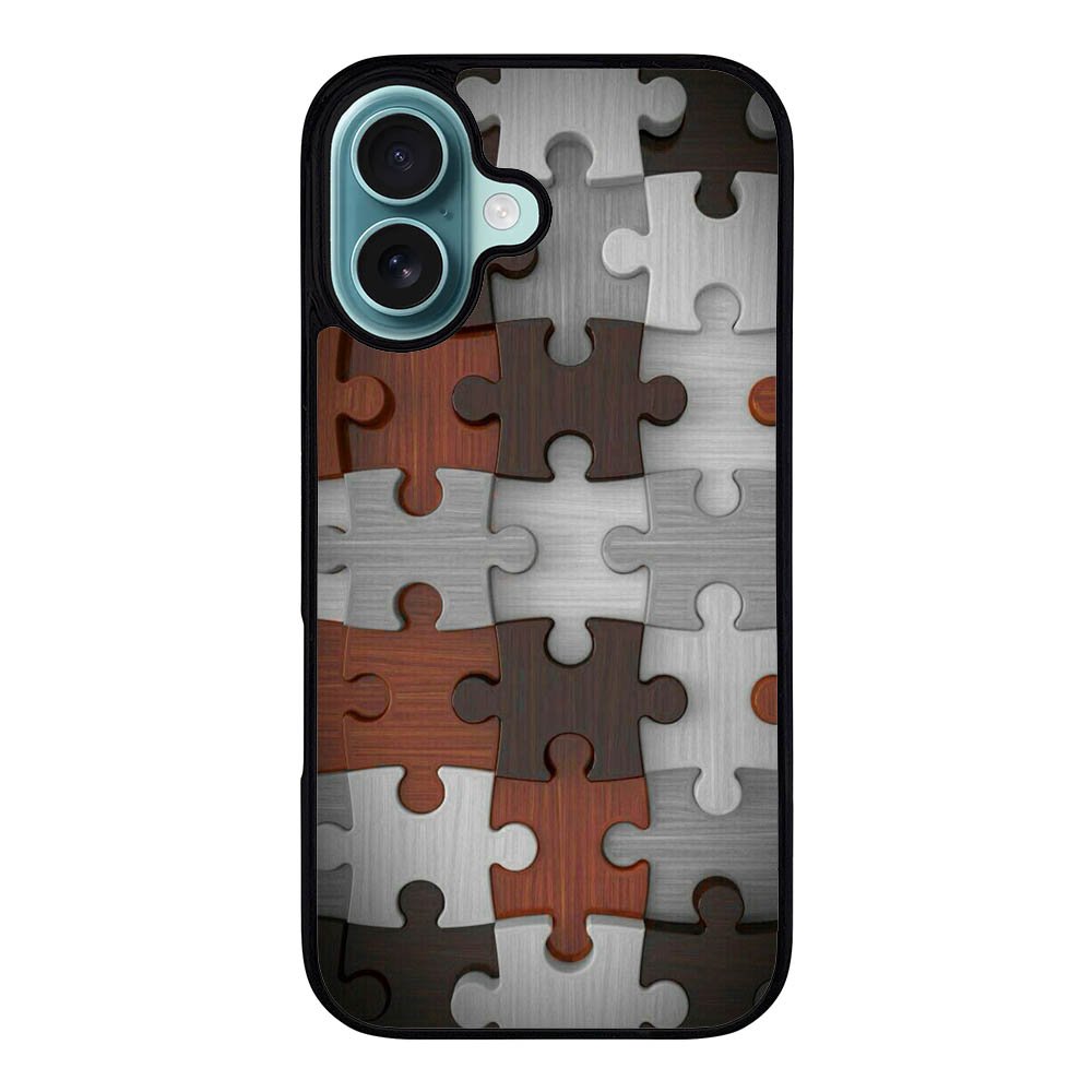 BROWN WOOD PUZZLE VL00485 iPhone 16 Plus Case Cover